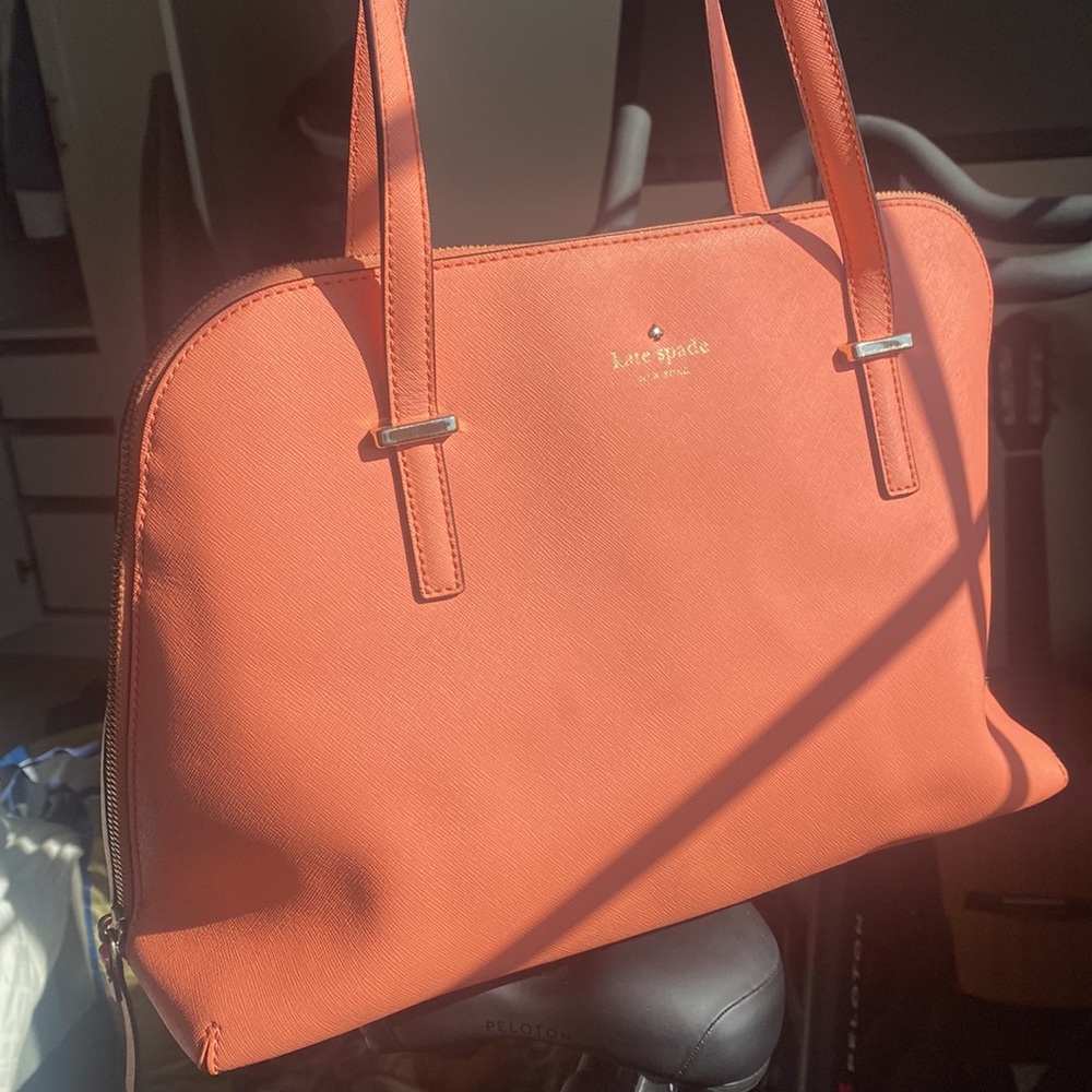 Coral Kate Spade Over The Shoulder Medium Zip Tote Bag